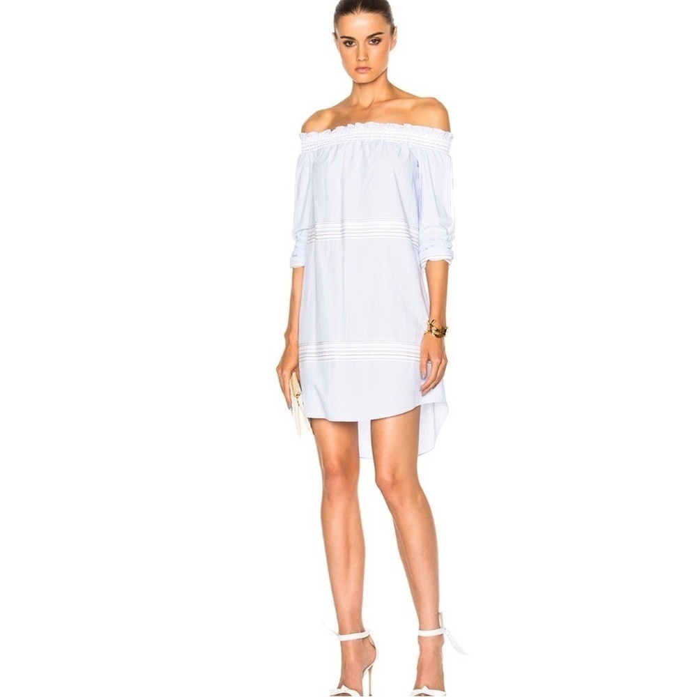 DEREK LAM 10 CROSBY COLLECTION BELL SLEEVE OFF SHOULDER DRESS AMI MARA WANG OAK